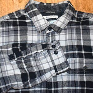 L.L. Bean Fleece Lined Gray Plaid Flannel Shacket Shirt Jacket Sz L